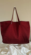 Vintage Fendi Red Zucchino Tote Bag | Iconic FF Canvas | Made in Italy